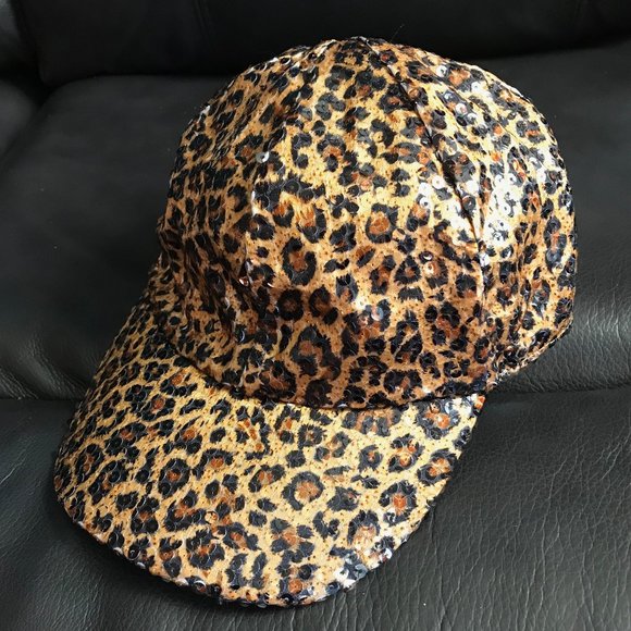 Leopard Sequin Adjustable Baseball Cap - Picture 1 of 14